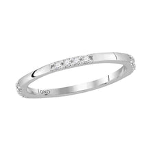  10k White Gold Womens Round Diamond Stackable Band Ring 1/10 Cttw