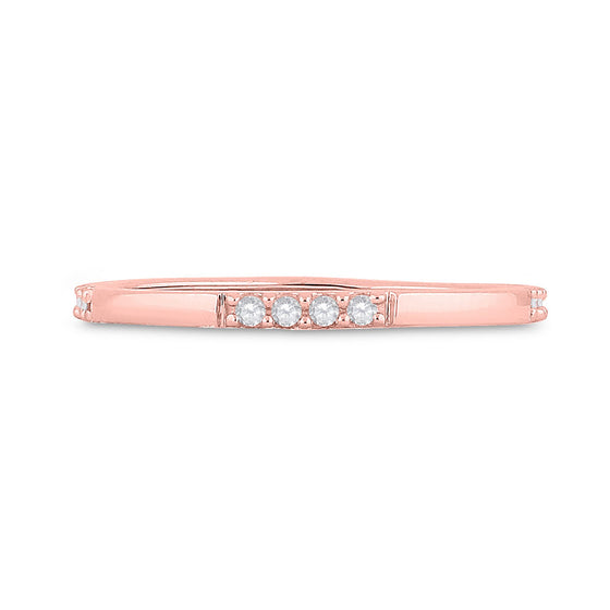 10k Rose Gold Womens Round Diamond Stackable Band Ring 1/10 Cttw