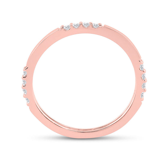 10k Rose Gold Womens Round Diamond Stackable Band Ring 1/10 Cttw