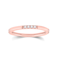  10k Rose Gold Womens Round Diamond Stackable Band Ring 1/10 Cttw