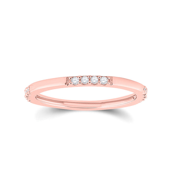 10k Rose Gold Womens Round Diamond Stackable Band Ring 1/10 Cttw