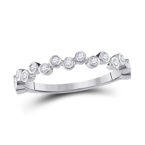 10k White Gold Womens Round Diamond Stackable Band Ring 1/4 Cttw