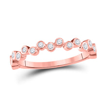  10k Rose Gold Womens Round Diamond Stackable Band Ring 1/4 Cttw