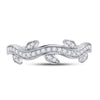 10k White Gold Womens Round Diamond Vine Floral Stackable Band Ring 1/6 Cttw