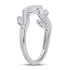 10k White Gold Womens Round Diamond Vine Floral Stackable Band Ring 1/6 Cttw