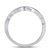 10k White Gold Womens Round Diamond Vine Floral Stackable Band Ring 1/6 Cttw
