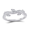 10k White Gold Womens Round Diamond Vine Floral Stackable Band Ring 1/6 Cttw