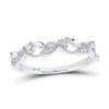 10k White Gold Womens Round Diamond Vine Stackable Band Ring 1/6 Cttw
