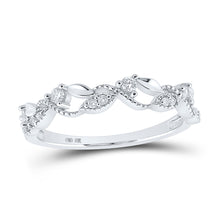  10k White Gold Womens Round Diamond Vine Stackable Band Ring 1/6 Cttw