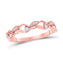  10k Rose Gold Womens Round Diamond Vine Stackable Band Ring 1/6 Cttw