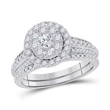  14k White Gold Round Diamond Bridal Wedding Ring Band Set 1 Cttw