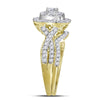 14k Yellow Gold Round Diamond Halo Bridal Wedding Ring Band Set 1 Cttw