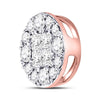 14k Rose Gold Womens Princess Round Diamond Cluster Pendant 1/4 Cttw