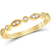 14k Yellow Gold Womens Round Diamond Classic Stackable Band Ring 1/10 Cttw