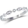14k White Gold Womens Round Diamond Classic Stackable Band Ring 1/10 Cttw