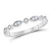 14k White Gold Womens Round Diamond Classic Stackable Band Ring 1/10 Cttw