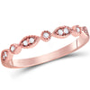 14k Rose Gold Womens Round Diamond Classic Stackable Band Ring 1/10 Cttw