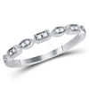 14k White Gold Womens Round Diamond Geometric Stackable Band Ring 1/10 Cttw