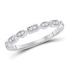 14k White Gold Womens Round Diamond Geometric Stackable Band Ring 1/10 Cttw