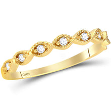  14k Yellow Gold Womens Round Diamond Twist Stackable Band Ring 1/10 Cttw