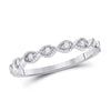 14k White Gold Womens Round Diamond Twist Stackable Band Ring 1/10 Cttw