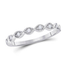  14k White Gold Womens Round Diamond Twist Stackable Band Ring 1/10 Cttw