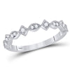 14k White Gold Womens Round Diamond Geometric Stackable Band Ring 1/10 Cttw