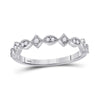 14k White Gold Womens Round Diamond Geometric Stackable Band Ring 1/10 Cttw