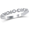 14k White Gold Womens Round Diamond Milgrain Stackable Band Ring 1/10 Cttw