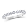 14k White Gold Womens Round Diamond Milgrain Stackable Band Ring 1/10 Cttw