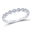 14k White Gold Womens Round Diamond Stackable Band Ring 1/10 Cttw