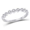 14k White Gold Womens Round Diamond Stackable Band Ring 1/10 Cttw