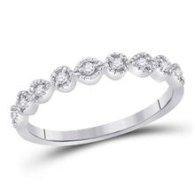  14k White Gold Womens Round Diamond Stackable Band Ring 1/10 Cttw