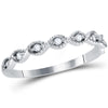 14k White Gold Womens Round Diamond Classic Stackable Band Ring 1/10 Cttw