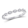 14k White Gold Womens Round Diamond Classic Stackable Band Ring 1/10 Cttw