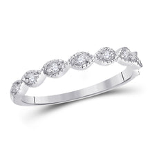  14k White Gold Womens Round Diamond Classic Stackable Band Ring 1/10 Cttw
