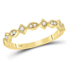  14k Yellow Gold Womens Round Diamond Geometric Stackable Band Ring 1/8 Cttw