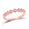14k Rose Gold Womens Round Diamond Heart Stackable Band Ring 1/10 Cttw