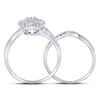 14k White Gold Round Diamond Cluster Bridal Wedding Ring Band Set 1/2 Cttw