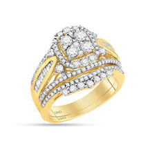  14k Yellow Gold Round Diamond Bridal Wedding Ring Band Set 1-5/8 Cttw