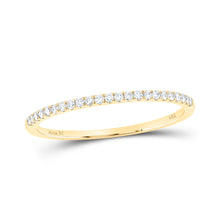  14k Yellow Gold Womens Round Diamond Stackable Band Ring 1/8 Cttw