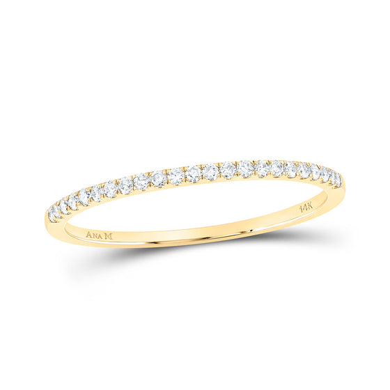 14k Yellow Gold Womens Round Diamond Stackable Band Ring 1/8 Cttw