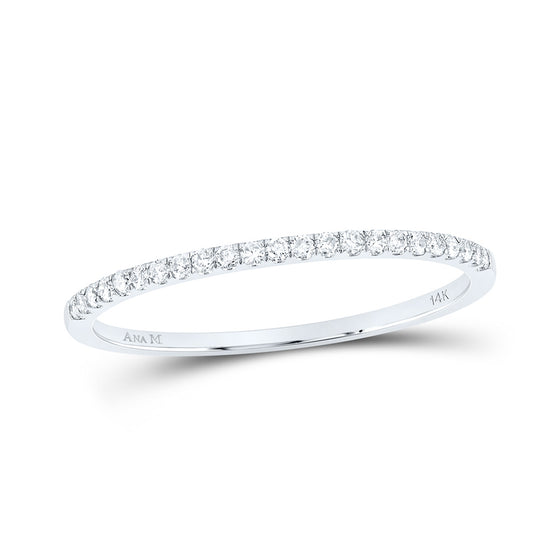 14k White Gold Womens Round Diamond Timeless Stackable Band Ring 1/8 Cttw