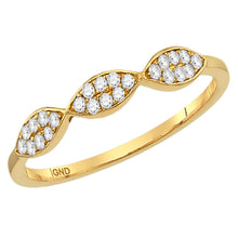  14k Yellow Gold Womens Round Diamond Oval Stackable Band Ring 1/8 Cttw