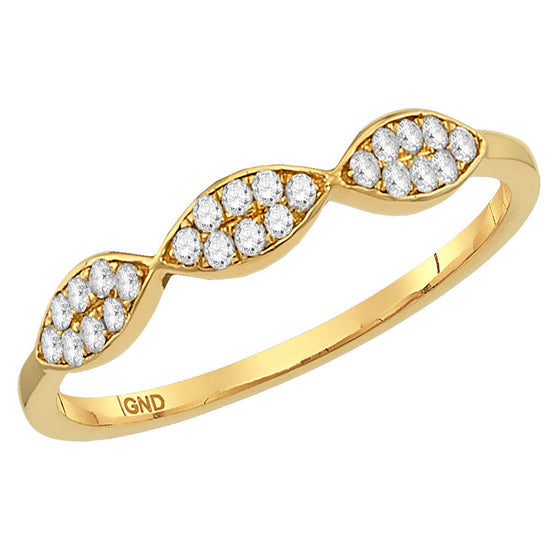 14k Yellow Gold Womens Round Diamond Oval Stackable Band Ring 1/8 Cttw