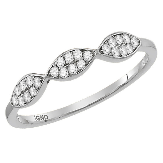 14k White Gold Womens Round Diamond Oval Stackable Band Ring 1/8 Cttw