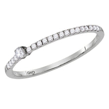  14k White Gold Womens Round Diamond Stackable Band Ring 1/8 Cttw