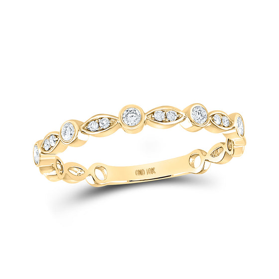 14k Yellow Gold Womens Round Diamond Stackable Band Ring 1/6 Cttw