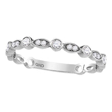  14k White Gold Womens Round Diamond Stackable Band Ring 1/8 Cttw