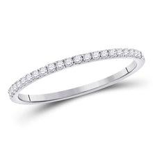  14k White Gold Womens Round Diamond Stackable Band Ring 1/6 Cttw